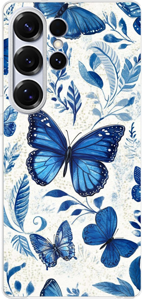 Samsung Galaxy S25 ULTRA Uyumlu Mavi Kelebekler Baskılı Silikon Kılıf