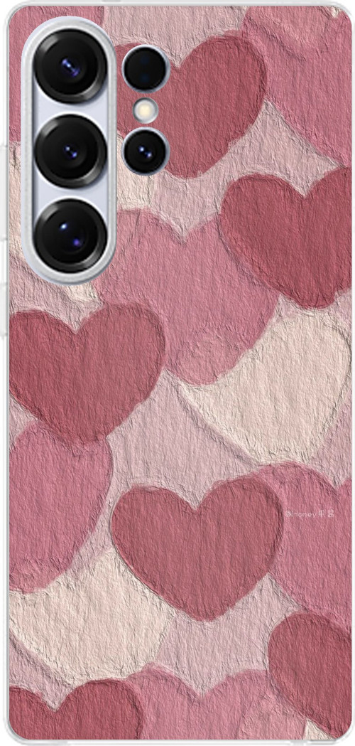 Samsung Galaxy S25 ULTRA Uyumlu Pastel Gül Kurusu ve Pembe Kalpli Baskılı Silikon Kılıf