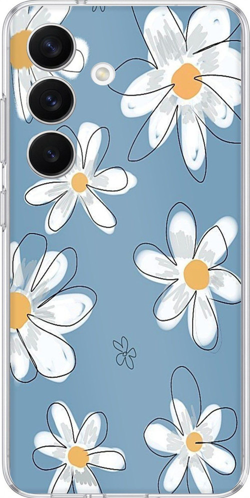 Samsung Galaxy S26 Uyumlu Mavi Papatya Bahçesi Baskılı Silikon Kılıf