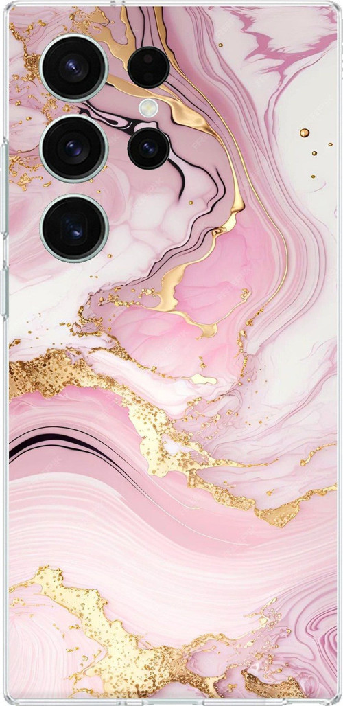Samsung Galaxy S26 Ultra Uyumlu Pembe Mermer Baskılı Silikon Kılıf