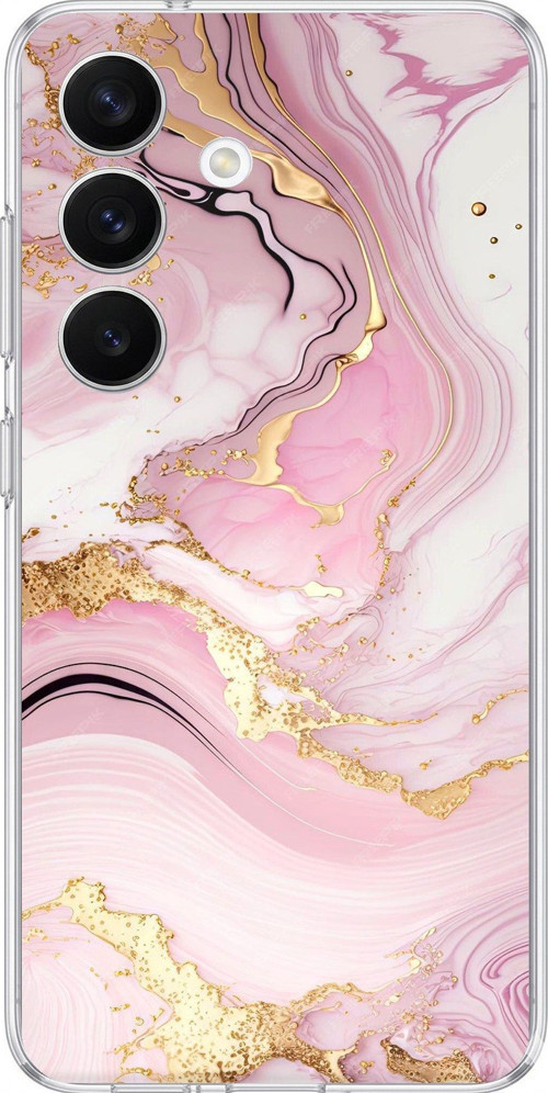 Samsung Galaxy S26 Uyumlu Pembe Mermer Baskılı Silikon Kılıf
