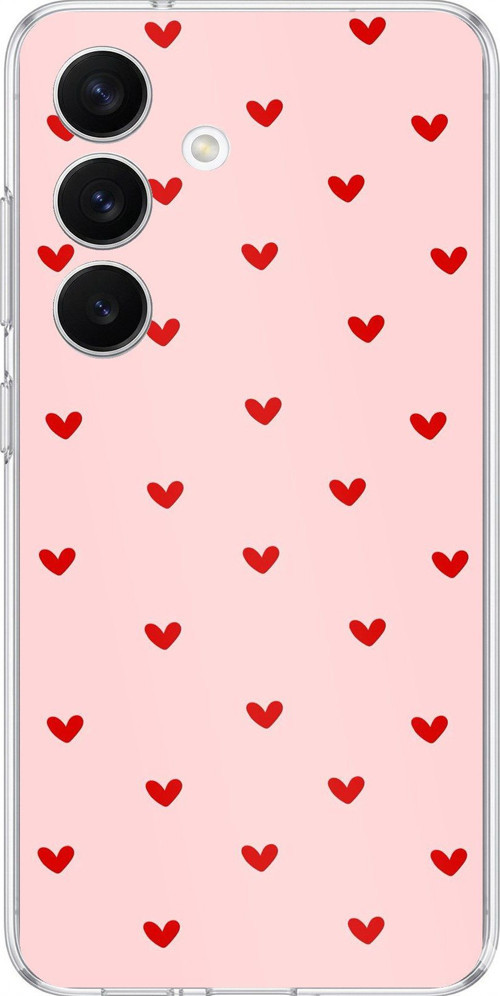 Samsung Galaxy S26 Uyumlu Kırmızı Minik Kalpler Baskılı Silikon Kılıf