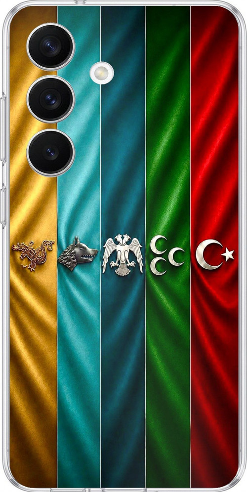 Samsung Galaxy S26 Uyumlu Tarihi Türk Devletleri Bayrakları Baskılı Silikon Kılıf