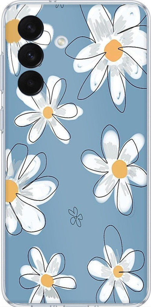 Samsung Galaxy S26+ PLUS Uyumlu Mavi Papatya Bahçesi Baskılı Silikon Kılıf