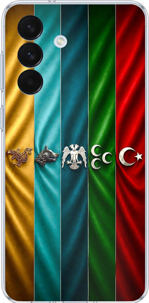 Samsung Galaxy S26+ PLUS Uyumlu Tarihi Türk Devletleri Bayrakları Baskılı Silikon Kılıf