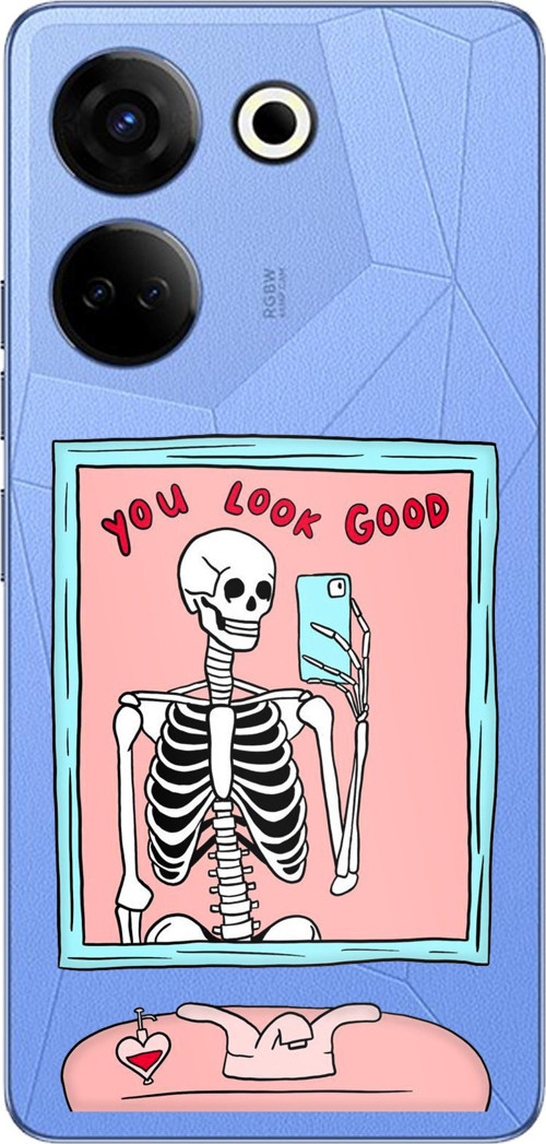Tecno Camon 20-20 PRO Uyumlu You Look Good İskelet Tasarımlı Baskılı Silikon Kılıf