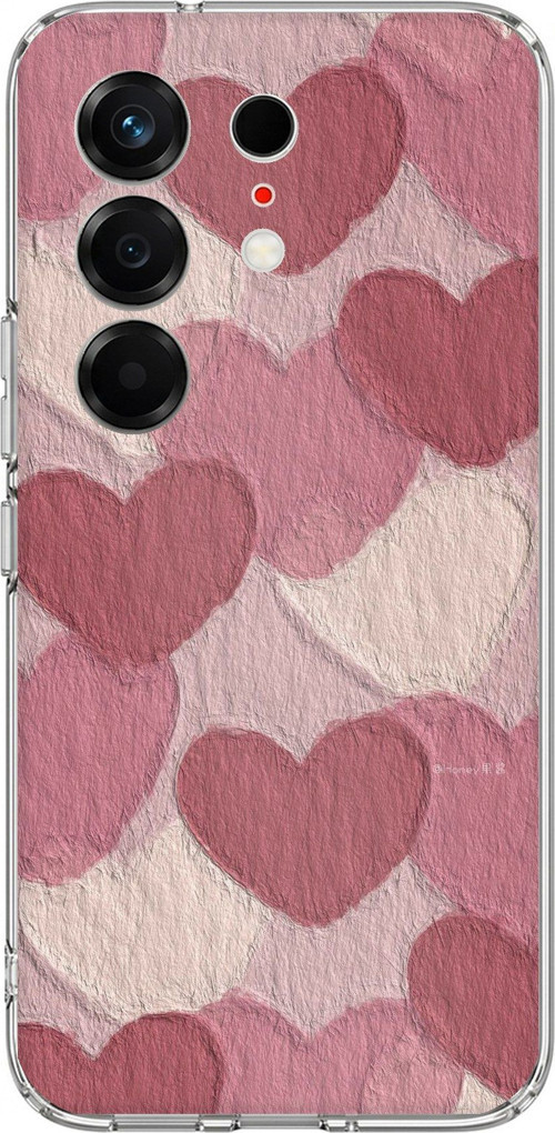 Tecno Camon 50 4G Uyumlu Pastel Gül Kurusu ve Pembe Kalpli Baskılı Silikon Kılıf