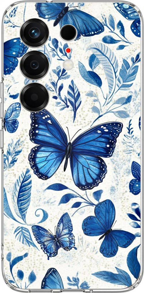 Tecno Camon 50 4G Uyumlu Mavi Kelebekler Baskılı Silikon Kılıf