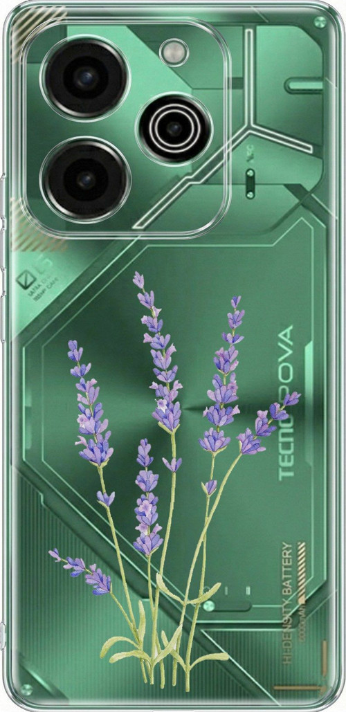Tecno Pova 6 Pro Uyumlu Lavanta Çiçek Tasarımlı Baskılı Silikon Kılıf