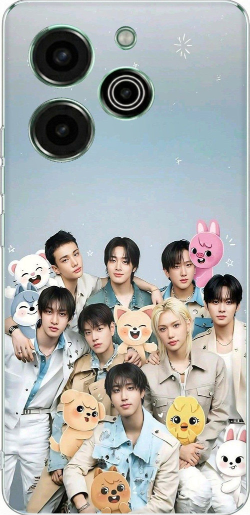 Tecno Pova 6 Pro Uyumlu Tray Kids K-Pop Grubu ve SKZOO Temalı Baskılı Silikon Kılıf