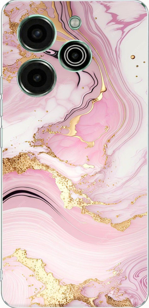 Tecno Pova 6 Pro Uyumlu Pembe Mermer Baskılı Silikon Kılıf