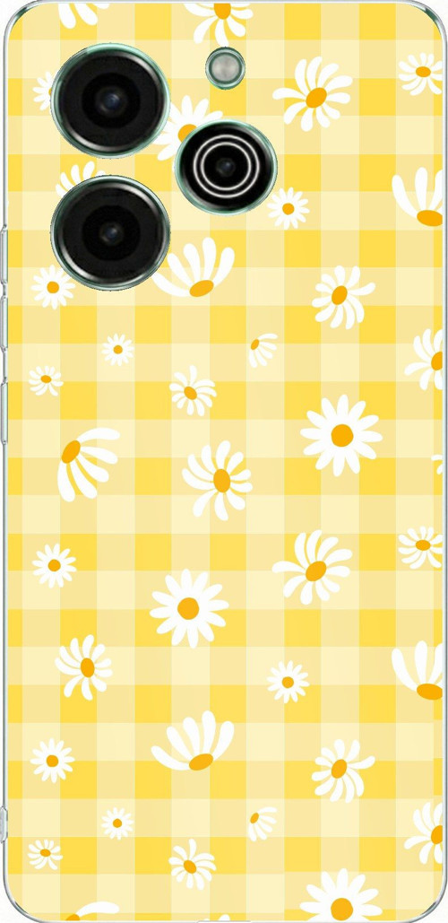 Tecno Pova 6 Pro Uyumlu Sarı Papatya Bahçesi Baskılı Silikon Kılıf