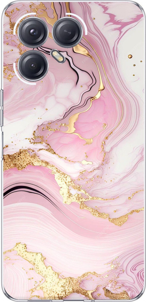 Tecno Pova 7 ULTRA 5G Uyumlu Pembe Mermer Baskılı Silikon Kılıf