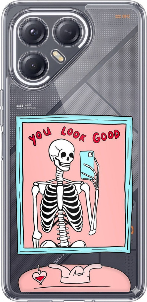 Tecno Pova 7 ULTRA 5G Uyumlu You Look Good İskelet Tasarımlı Baskılı Silikon Kılıf