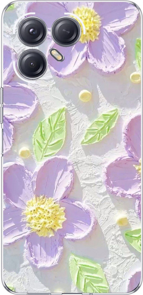Tecno Pova 7 ULTRA 5G Uyumlu Mor Papatyalar Sulu Boya Baskılı Silikon Kılıf
