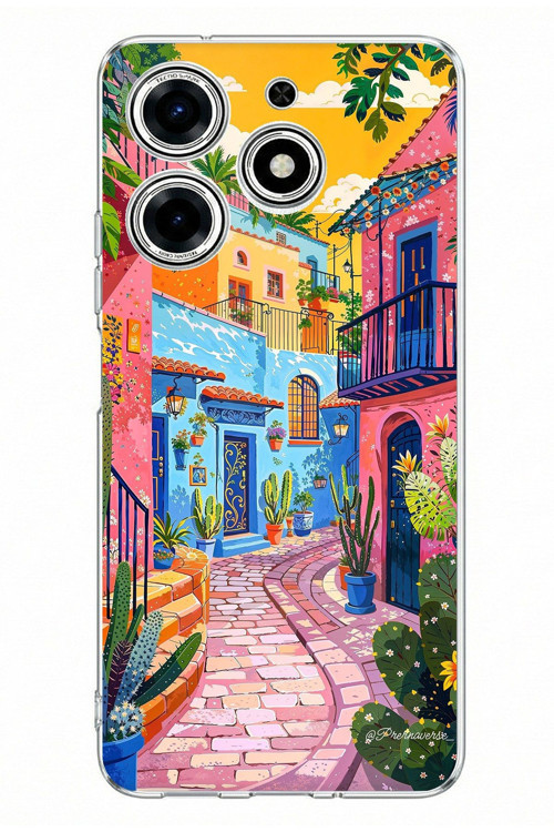 Tecno Spark 10 Pro Uyumlu Renkli Sanat Sokak Silikon Kılıf Baskılı Silikon Kılıf