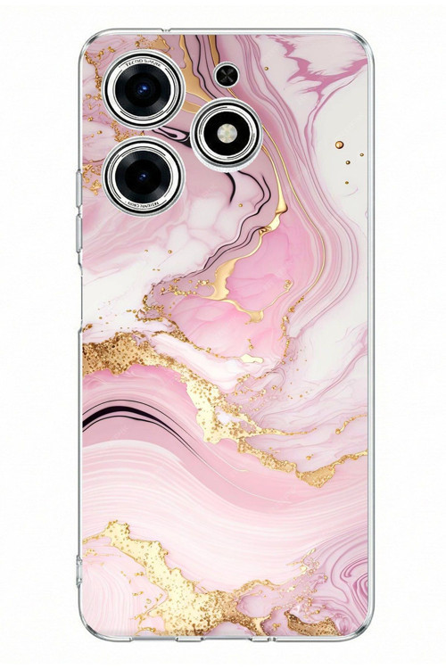 Tecno Spark 10 Pro Uyumlu Pembe Mermer Baskılı Silikon Kılıf