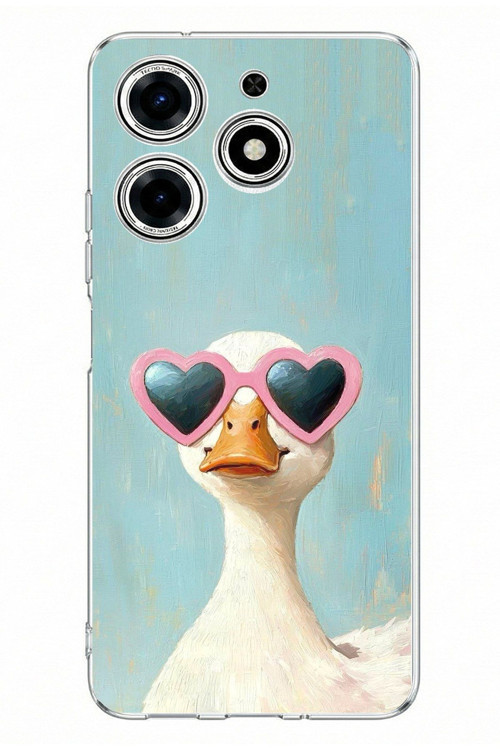 Tecno Spark 10 Pro Uyumlu Yağlı Boya Pop-Art Ördek Baskılı Silikon Kılıf