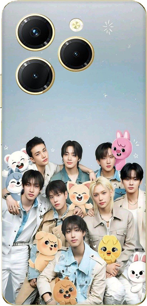 Tecno Spark 20 PRO Uyumlu Tray Kids K-Pop Grubu ve SKZOO Temalı Baskılı Silikon Kılıf