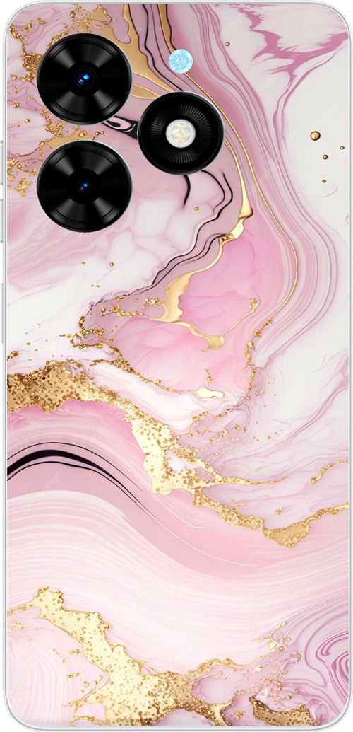 Tecno Spark 20-20C Uyumlu Pembe Mermer Baskılı Silikon Kılıf
