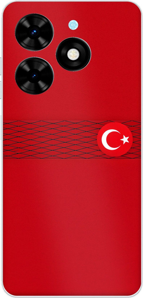 Tecno Spark 20-20C Uyumlu Türk Milli Takım Izgara Desenli Forma Baskılı Silikon Kılıf