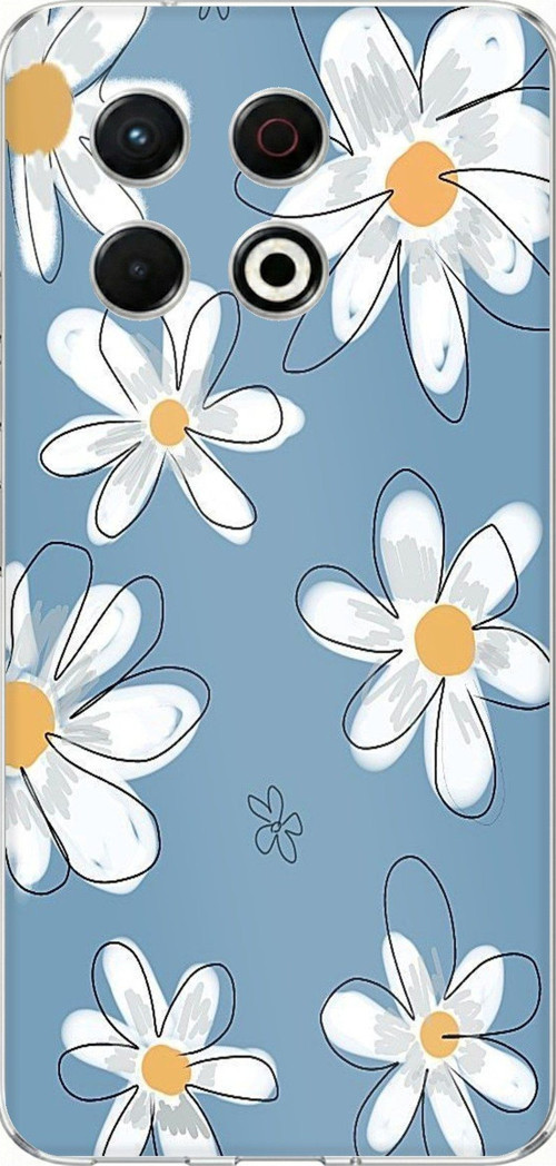 Tecno Spark 30 Pro Uyumlu Mavi Papatya Bahçesi Baskılı Silikon Kılıf
