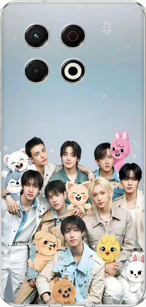 Tecno Spark 30 Pro Uyumlu Tray Kids K-Pop Grubu ve SKZOO Temalı Baskılı Silikon Kılıf