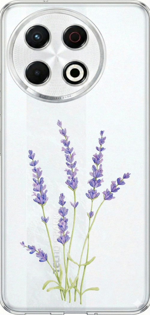 Tecno Spark 30 Pro Uyumlu Lavanta Çiçek Tasarımlı Baskılı Silikon Kılıf