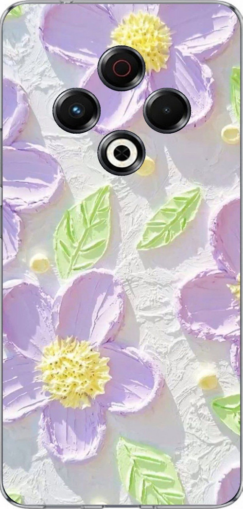 Tecno Spark 30 Uyumlu Mor Papatyalar Sulu Boya Baskılı Silikon Kılıf