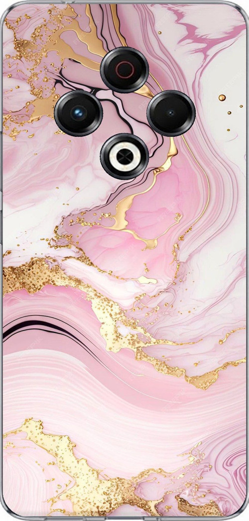 Tecno Spark 30 Uyumlu Pembe Mermer Baskılı Silikon Kılıf