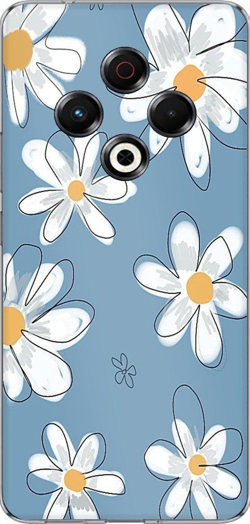 Tecno Spark 30 Uyumlu Mavi Papatya Bahçesi Baskılı Silikon Kılıf