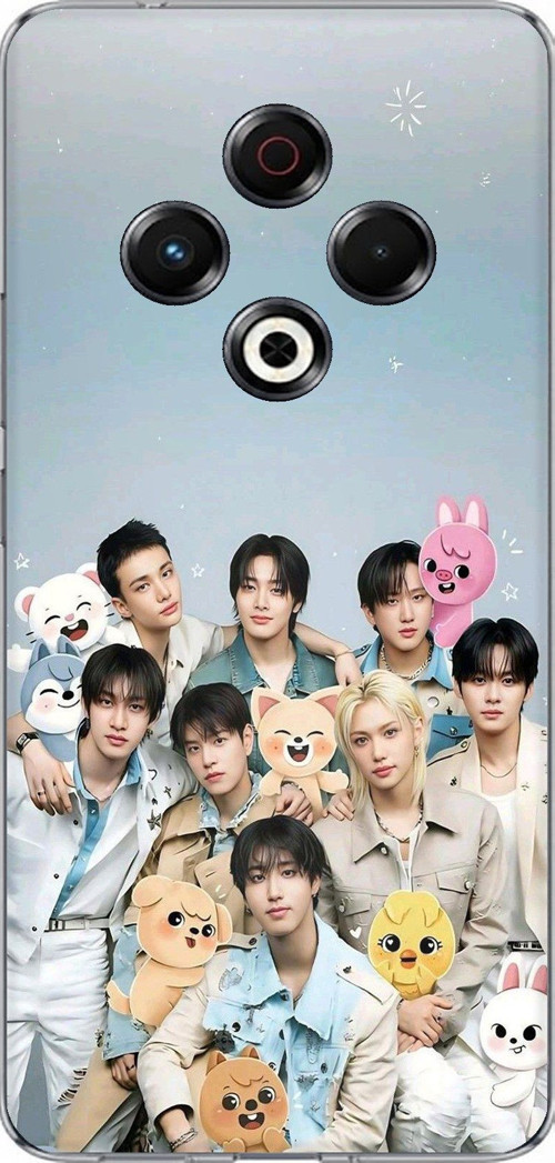 Tecno Spark 30 Uyumlu Tray Kids K-Pop Grubu ve SKZOO Temalı Baskılı Silikon Kılıf