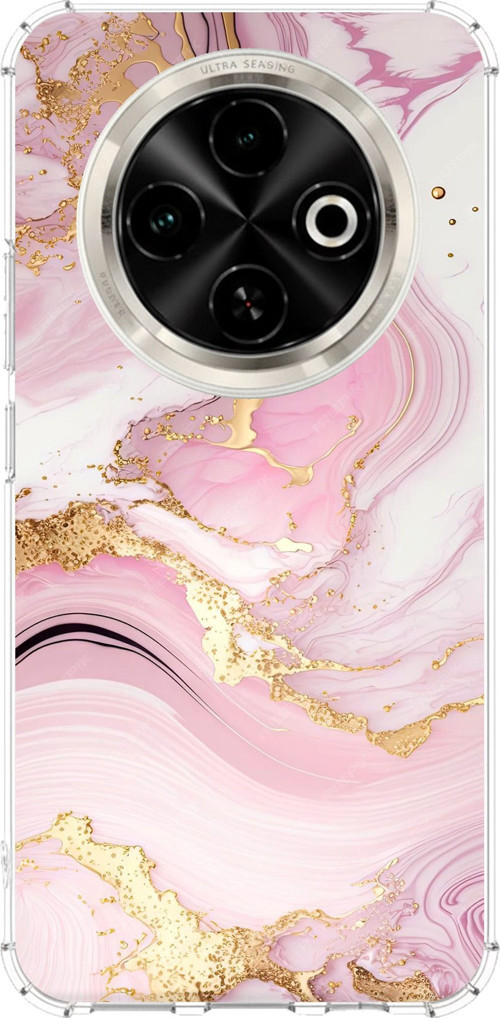 Tecno Spark 30C Uyumlu Pembe Mermer Baskılı Silikon Kılıf