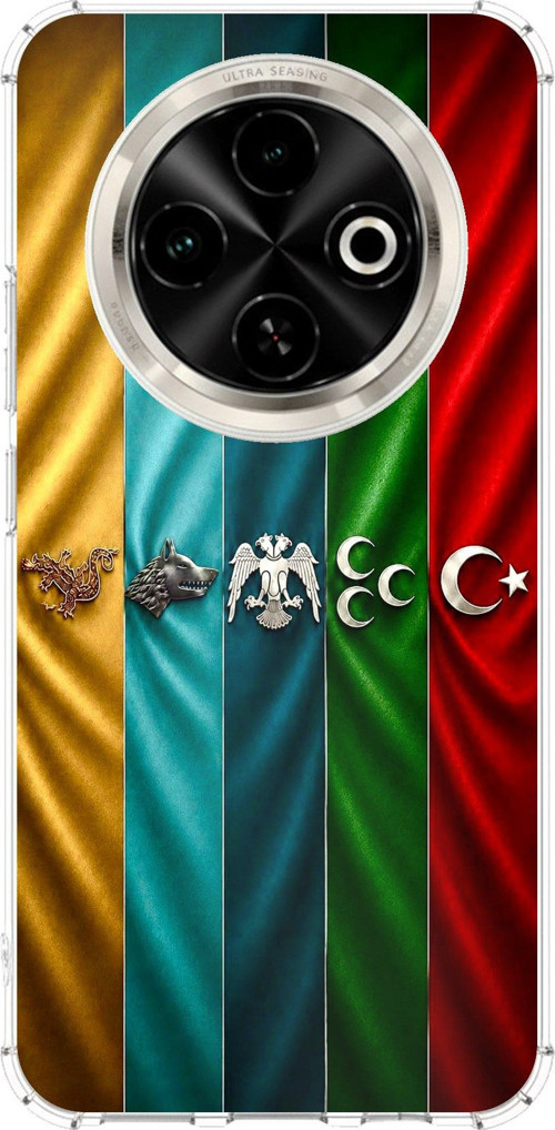 Tecno Spark 30C Uyumlu Tarihi Türk Devletleri Bayrakları Baskılı Silikon Kılıf