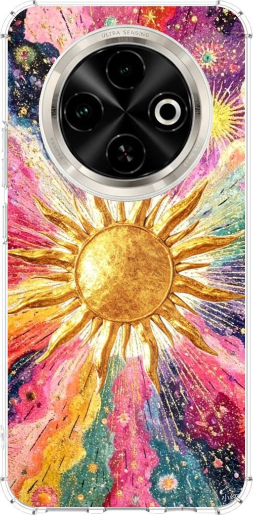 Tecno Spark 30C Uyumlu Psikedelik Galaksi ve Güneş Desenli Baskılı Silikon Kılıf