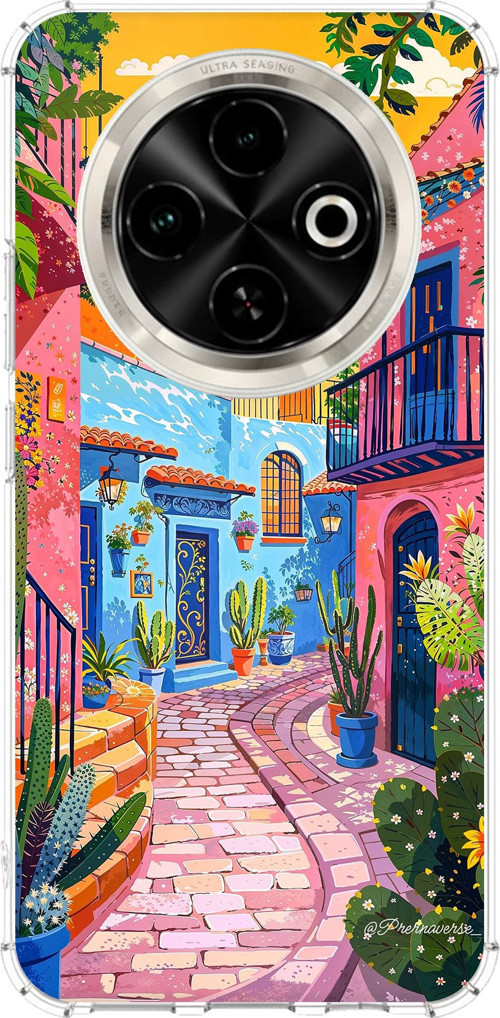 Tecno Spark 30C Uyumlu Renkli Sanat Sokak Silikon Kılıf Baskılı Silikon Kılıf