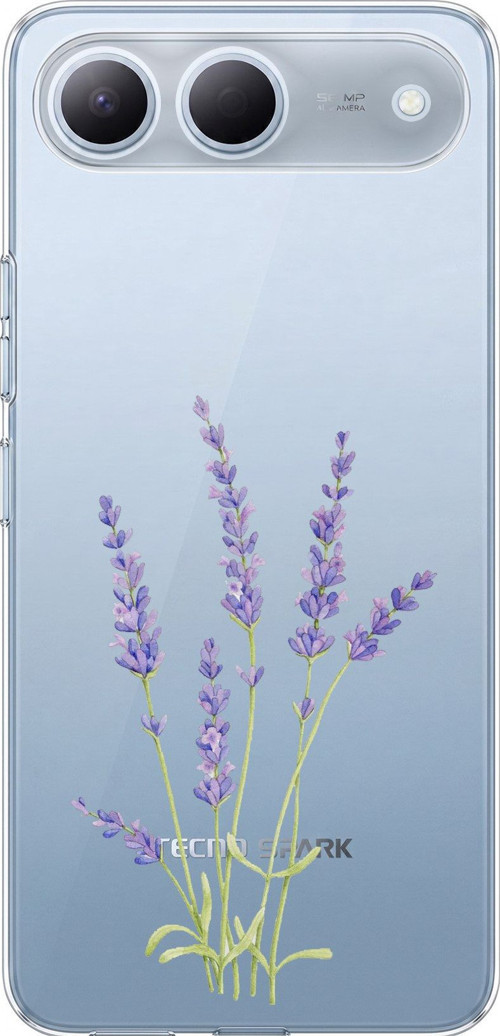 Tecno Spark 40 5G Uyumlu Lavanta Çiçek Tasarımlı Baskılı Silikon Kılıf