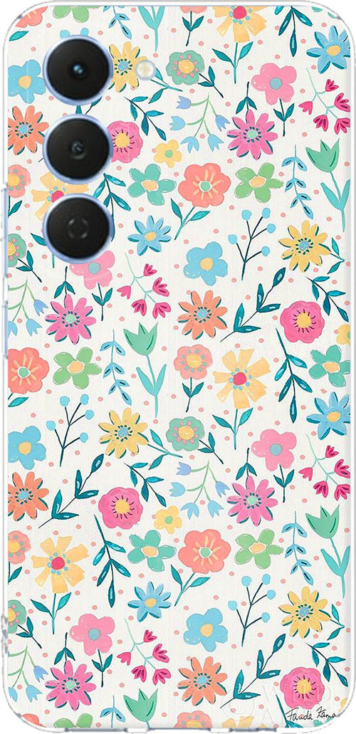 Tecno Spark 40 Pro Uyumlu Dekoratif Çiçekler Baskılı Silikon Kılıf