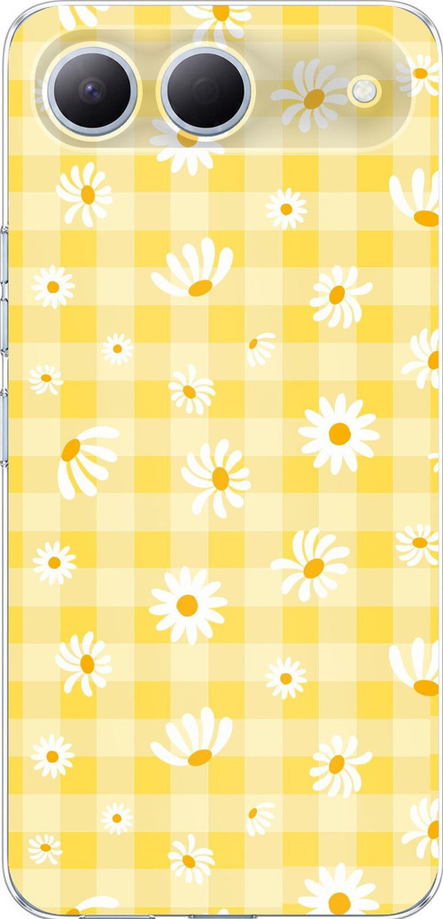 Tecno Spark 40 5G Uyumlu Sarı Papatya Bahçesi Baskılı Silikon Kılıf