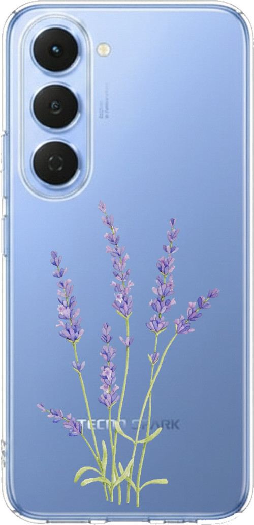 Tecno Spark 40 Pro Uyumlu Lavanta Çiçek Tasarımlı Baskılı Silikon Kılıf