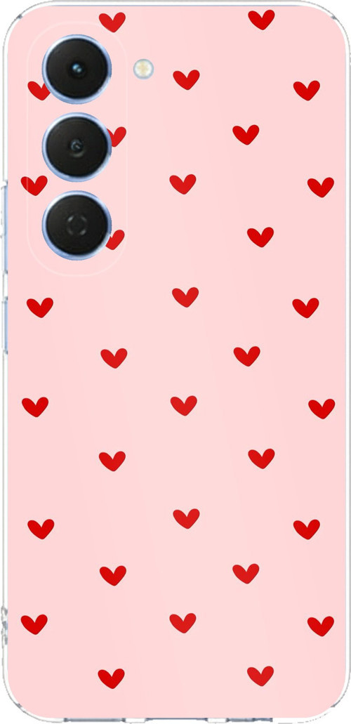 Tecno Spark 40 Pro Uyumlu Kırmızı Minik Kalpler Baskılı Silikon Kılıf