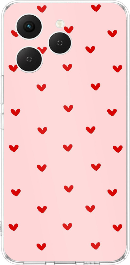 Tecno Spark 40 Uyumlu Kırmızı Minik Kalpler Baskılı Silikon Kılıf