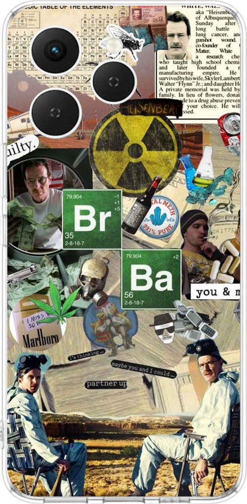 Tecno Spark 40 Uyumlu Breaking Bad Kolaj Baskılı Silikon Kılıf
