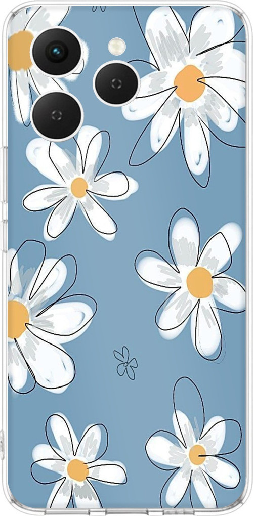 Tecno Spark 40 Uyumlu Mavi Papatya Bahçesi Baskılı Silikon Kılıf