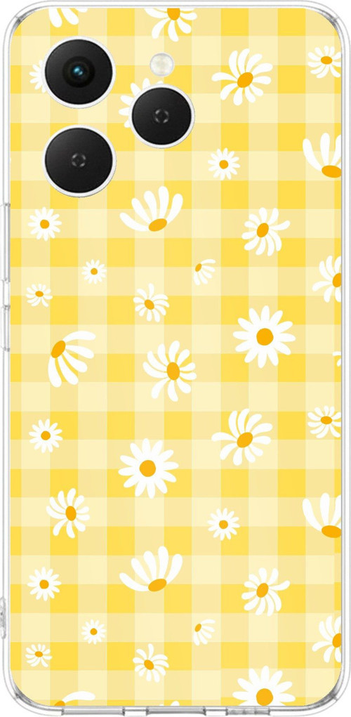 Tecno Spark 40 Uyumlu Sarı Papatya Bahçesi Baskılı Silikon Kılıf