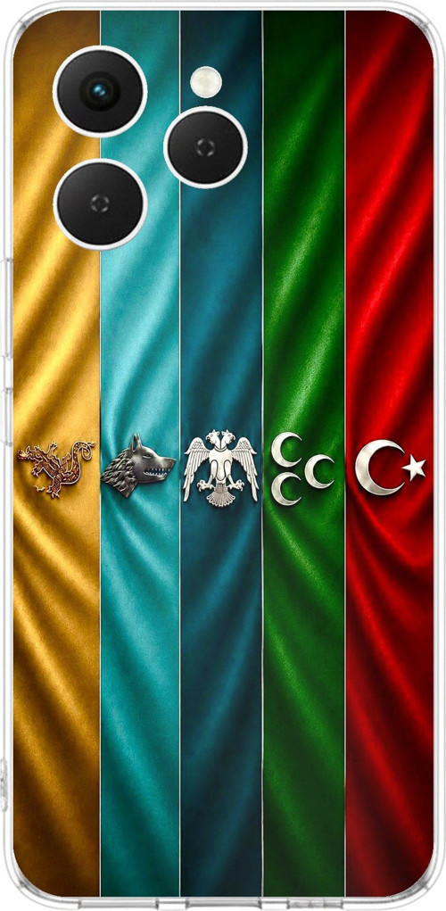 Tecno Spark 40 Uyumlu Tarihi Türk Devletleri Bayrakları Baskılı Silikon Kılıf