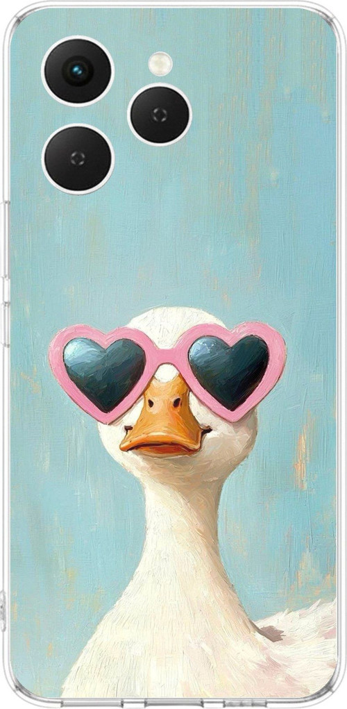 Tecno Spark 40 Uyumlu Yağlı Boya Pop-Art Ördek Baskılı Silikon Kılıf