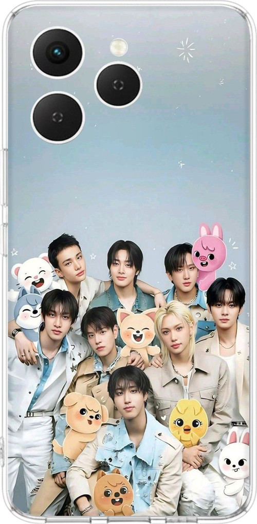 Tecno Spark 40 Uyumlu Tray Kids K-Pop Grubu ve SKZOO Temalı Baskılı Silikon Kılıf
