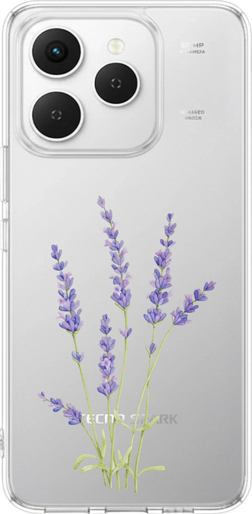 Tecno Spark 40 Uyumlu Lavanta Çiçek Tasarımlı Baskılı Silikon Kılıf