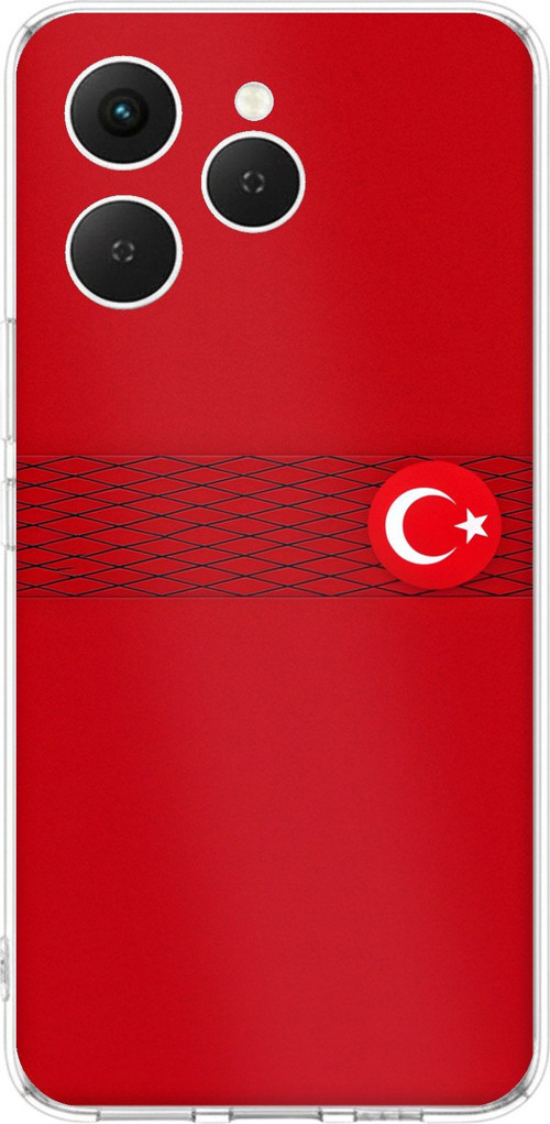 Tecno Spark 40 Uyumlu Türk Milli Takım Izgara Desenli Forma Baskılı Silikon Kılıf